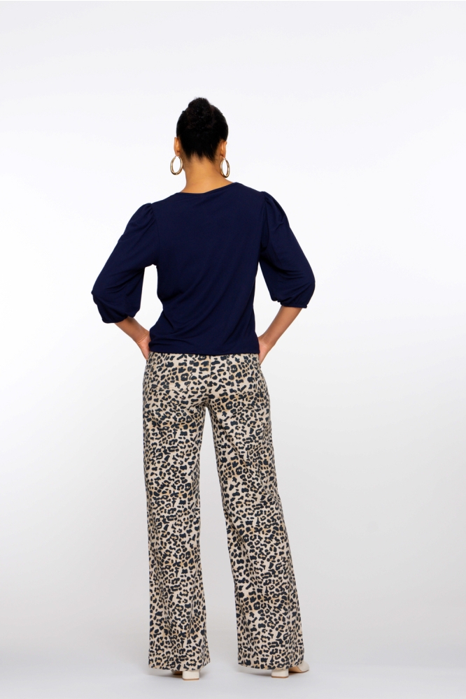 STRAIGHT FIT PANTALON MET PANTERPRINT 51232 20 Sand/Black
